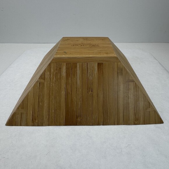 Vintage The Pampered Chef 1108 Bamboo Square Bowl 9-1/4" Tapered Wood Salad - Picture 6 of 12